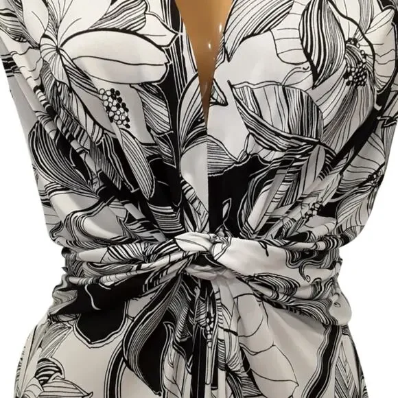 Essentials by Milano Sz S Black & White Print Dress - Picture 3 of 5